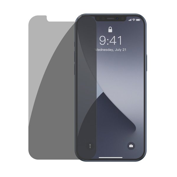 Pachet 2 folii de sticla pentru iPhone 12 Pro Max, Tenta fumurie, Privacy Glass, 6.7 inch