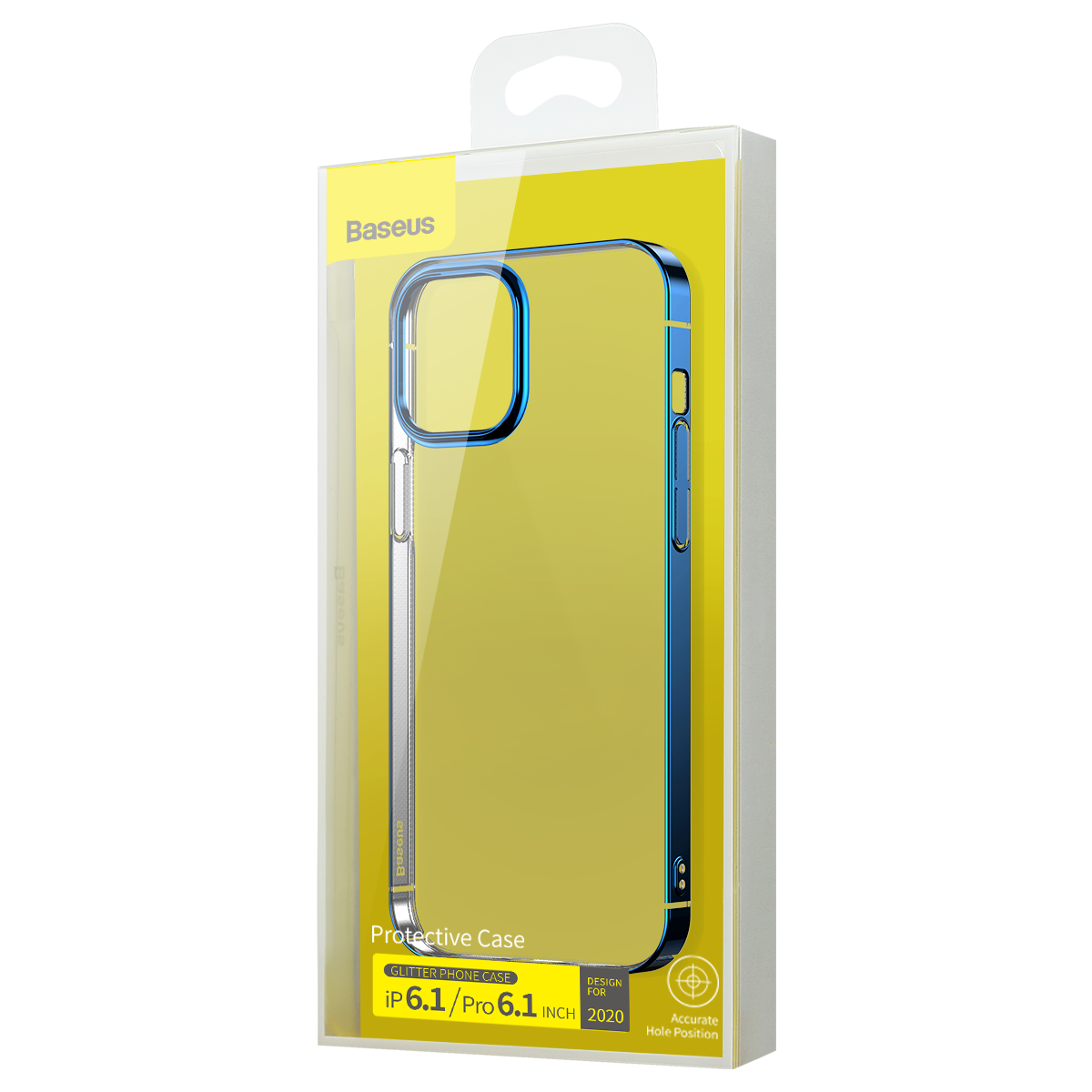 Husa Apple iPhone 12 / 12 Pro, Baseus Glitter, Albastru / Transparent, 6.1 inch - 5 | YEO