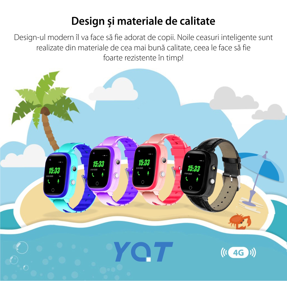 Ceas smartwatch YQT T5S, Functie Telefon, Apel video, Localizare GPS, Istoric traseu, Apel de Monitorizare, Camera, Lanterna, Android, 4G, Masurarea temperaturii, Pedometru, Negru