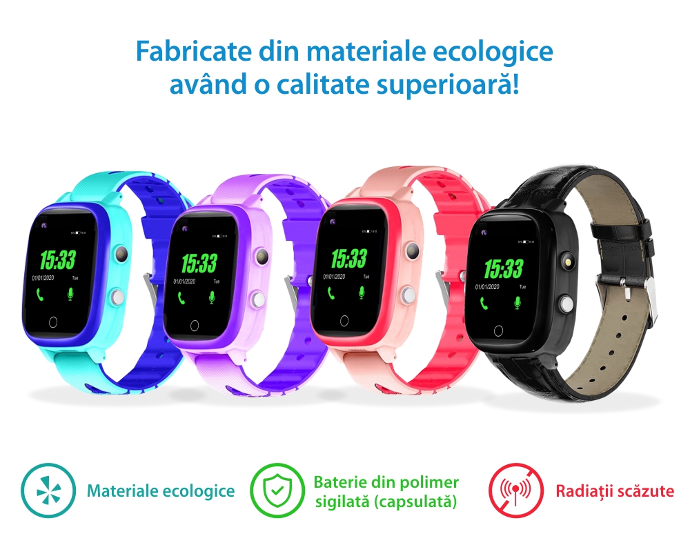 Ceas smartwatch YQT T5S,  Mov, cu Functie Telefon, Apel video, Localizare GPS, Istoric traseu, Apel de Monitorizare, Camera, Lanterna, Android, 4G, Masurarea temperaturii, Pedometru