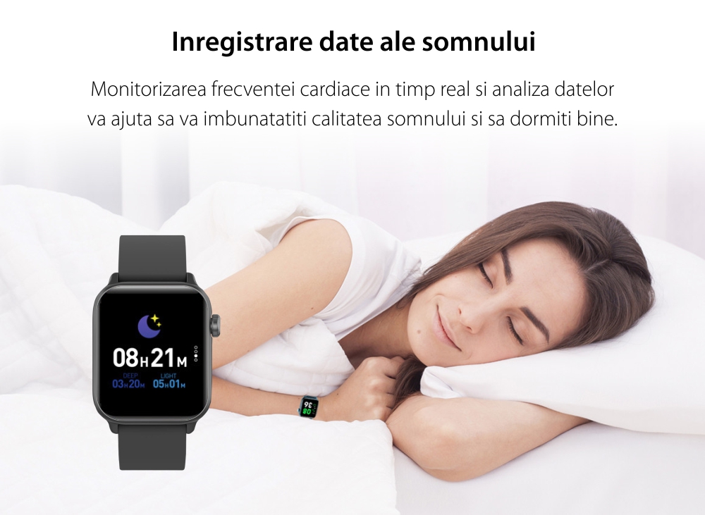 Ceas Smartwatch Twinkler TKY H30 KW37, Roz, Memento sedentar, Termometru, Monitorizarea somnului