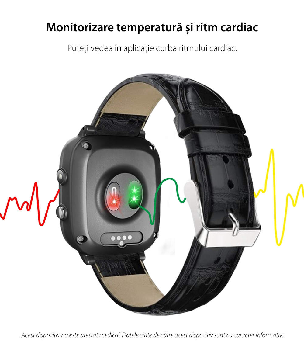 Ceas smartwatch YQT T5S, Functie Telefon, Apel video, Localizare GPS, Istoric traseu, Apel de Monitorizare, Camera, Lanterna, Android, 4G, Masurarea temperaturii, Pedometru, Negru