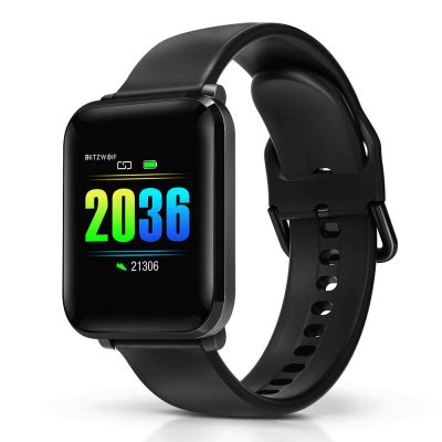 Ceas smartwatch BlitzWolf BW-HL1, Negru, Monitorizare ritm cardiac, Tensiune arteriala, Moduri sportive