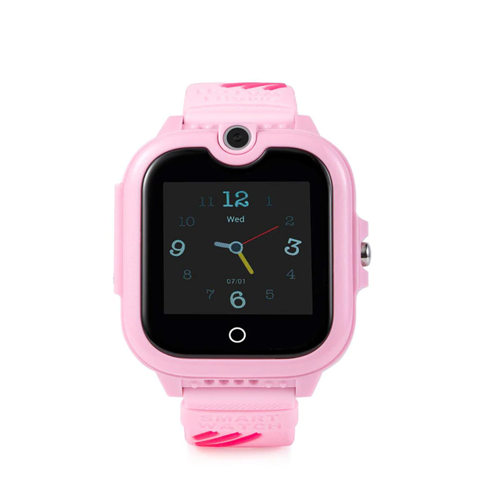 Ceas Smartwatch Pentru Copii Wonlex KT13, cu Functie Telefon, Apel video, Localizare GPS, Camera, Pedometru, Lanterna, SOS, IP54, 4G-Roz, Cartela SIM Cadou