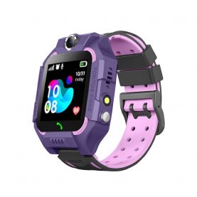 Ceas smartwatch Pentru Copii YQT-Q19W, Mov, Istoric traseu, Localizare GPS, Camera, Lanterna, Pedometru