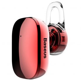Casca Bluetooth Baseus Encok A02 Mini, Rosu, Bluetooth 4.1, Baterie 60 mAh, Distanta comunicare 10 m