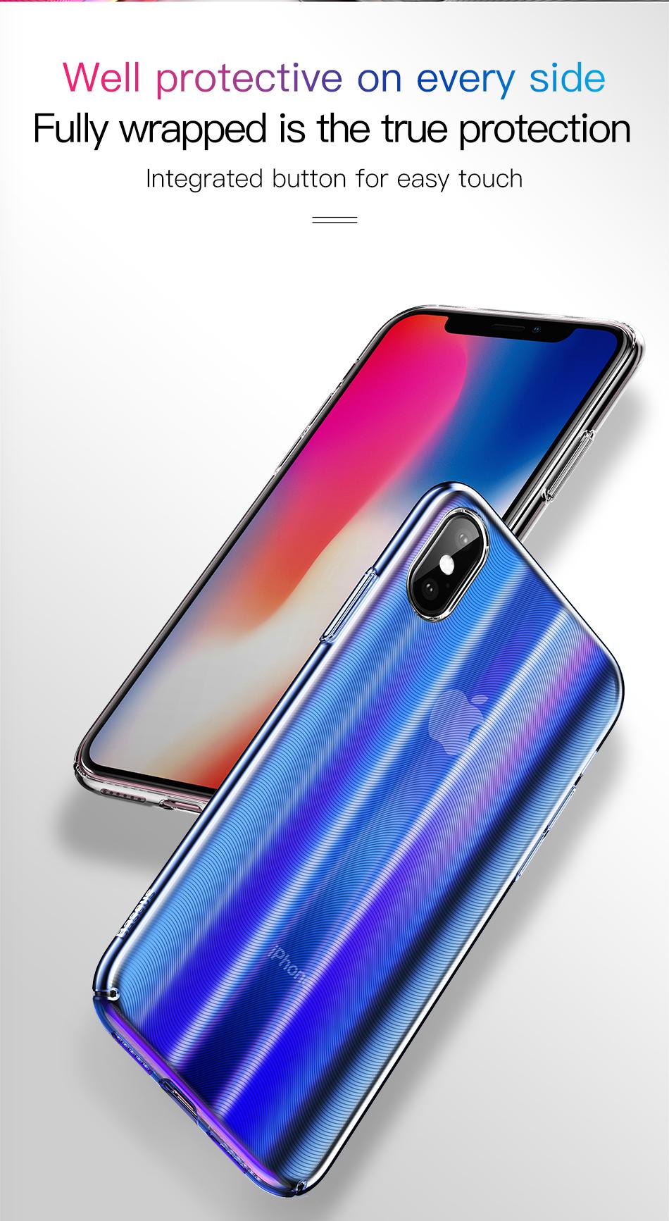 Husa Apple iPhone X / XS, Baseus Aurora, Roz Transparent