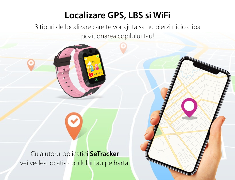 Ceas SmartWatch Pentru Copii Motto TD 07S, Roz cu Camera Foto, Localizare GPS, Pedometru, Perimetru de siguranta, Istoric traseu