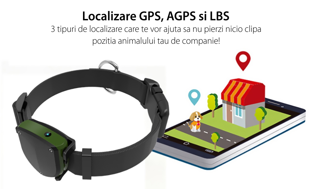 GPS Tracker Pentru Animale Motto TD-05D cu Functie de Localizare GPS, Perimetru de siguranta, LED Indicator, Istoric traseu