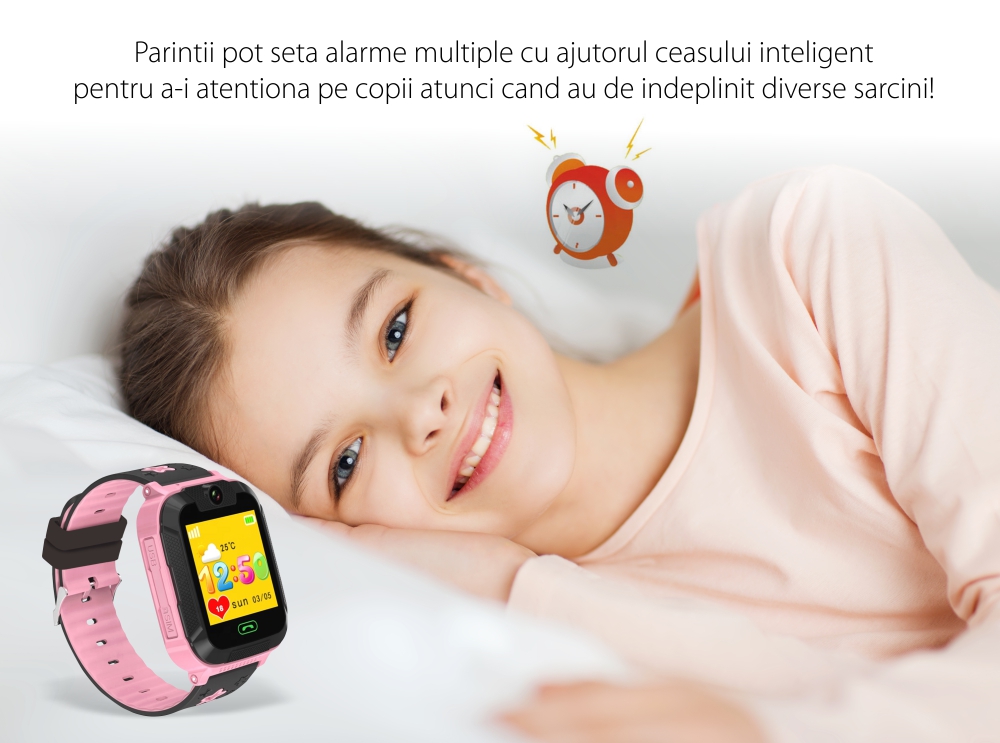 Ceas SmartWatch Pentru Copii Motto TD 07S, Roz cu Camera Foto, Localizare GPS, Pedometru, Perimetru de siguranta, Istoric traseu