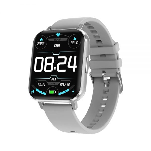 Ceas smartwatch Twinkler TKY-DTX, Bratara silicon, Gri cu ECG, Tensiune arteriala, ritm cardiac, oxigen din sange, interfete schimbabile, memento sedentar, Monitorizarea calitatii somnului