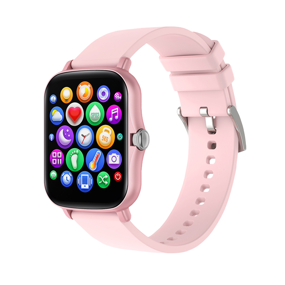 Ceas smartwatch tky-y20, roz, cadran personalizat, monitorizare somnului, tensiune arteriala, ritm cardiac, cronometru, alarma