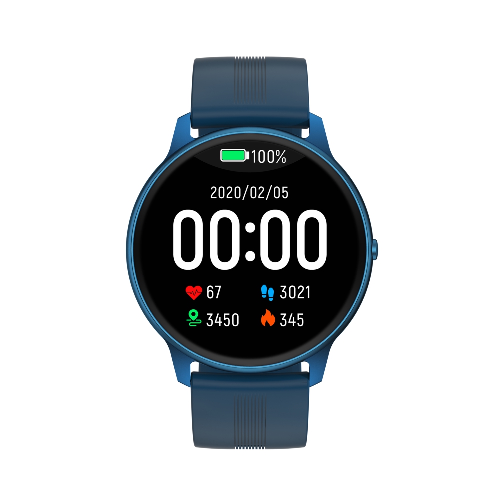 Ceas Smartwatch TKY-LW11, Albastru, Control tactil, Monitorizare ritm cardiac & somn, Tensiune arteriala, Oxigen, Notificari