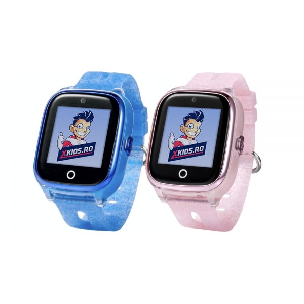 Pachet Promotional 2 Smartwatch-uri Pentru Copii Xkids X10 Wi-Fi, Albastru si Roz, cu Functie Telefon, Localizare GPS, Apel monitorizare, Camera, Pedometru, SOS, IP54, Cartela SIM Cadou, Meniu romana