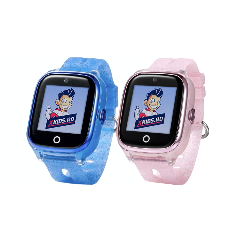 Pachet Promotional 2 Smartwatch-uri Pentru Copii Xkids X10 Wi-Fi, Albastru si Roz, cu Functie Telefon, Localizare GPS, Apel monitorizare, Camera, Pedometru, SOS, IP54, Cartela SIM Cadou, Meniu romana (Wi-Fi)