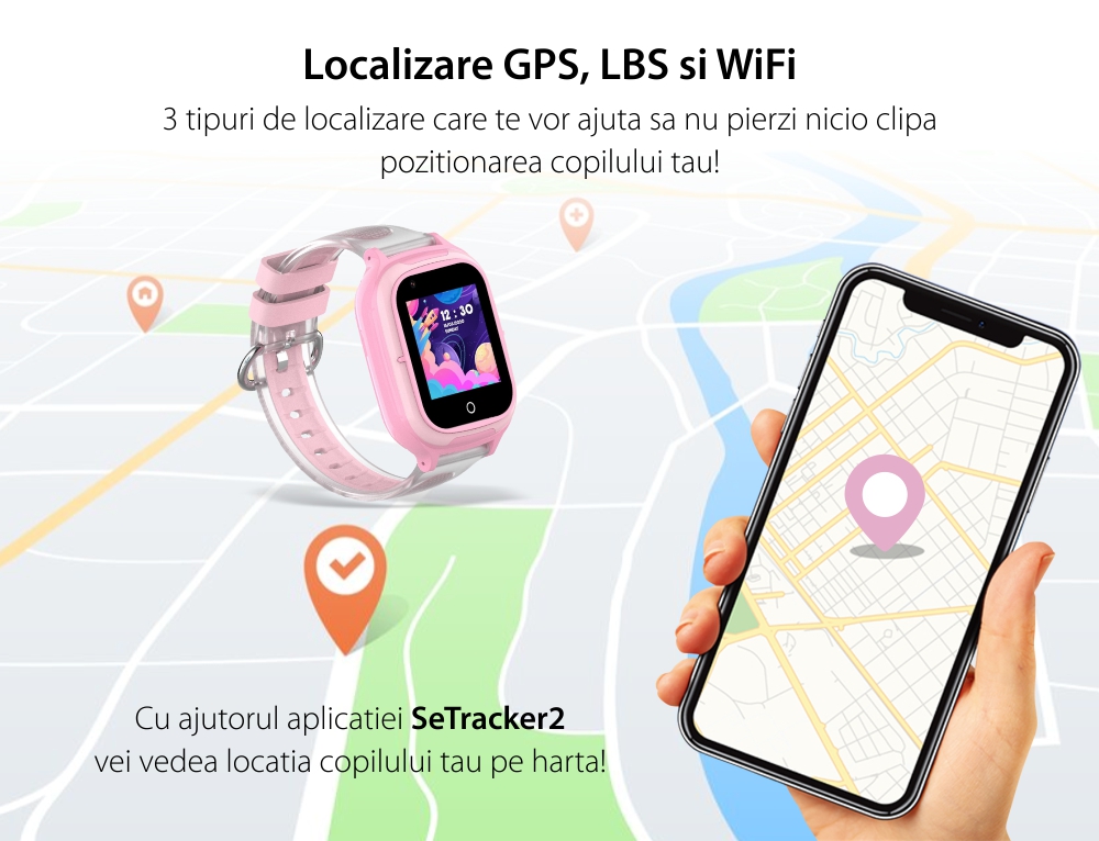 Pachet Promotional 2 Smartwatch-uri Pentru Copii, Wonlex KT23, Albastru si Roz, Nano SIM, 4G, Pedometru, Localizare GPS, Microfon, Monitorizare & SOS