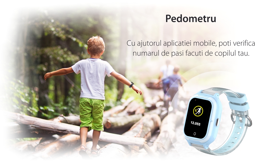 Ceas Smartwatch Pentru Copii, Wonlex KT23, Albastru, Nano SIM, 4G, Pedometru, Localizare GPS, Microfon, Monitorizare & SOS