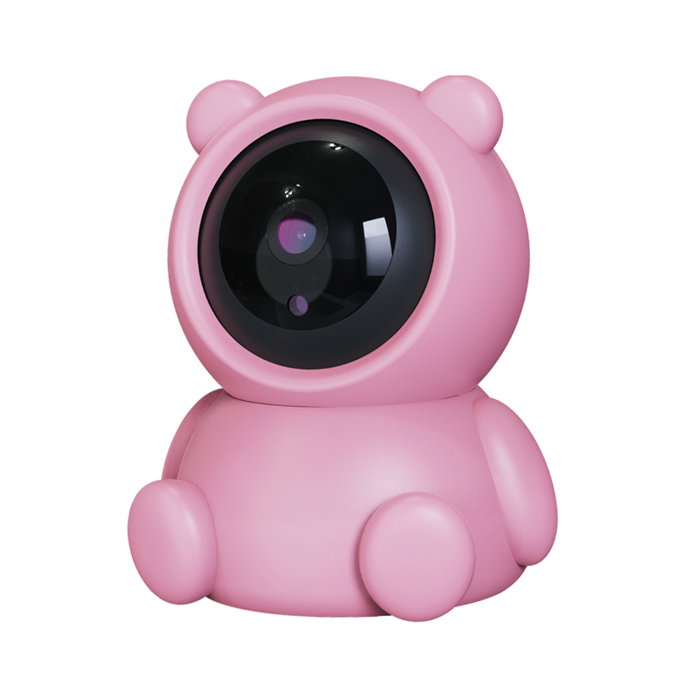 Video Baby Monitor Bear AB88, Roz, Detectare miscare, Monitorizare 360°, Vedere nocturna, Comunicare bidirectionala, Slot microSD Xkids
