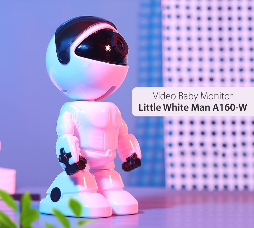 Video Baby Monitor Little White Man A160-W, Comunicare bidirectionala, Monitorizare din aplicatie, Smart Zoom, Microfon, Vedere nocturna