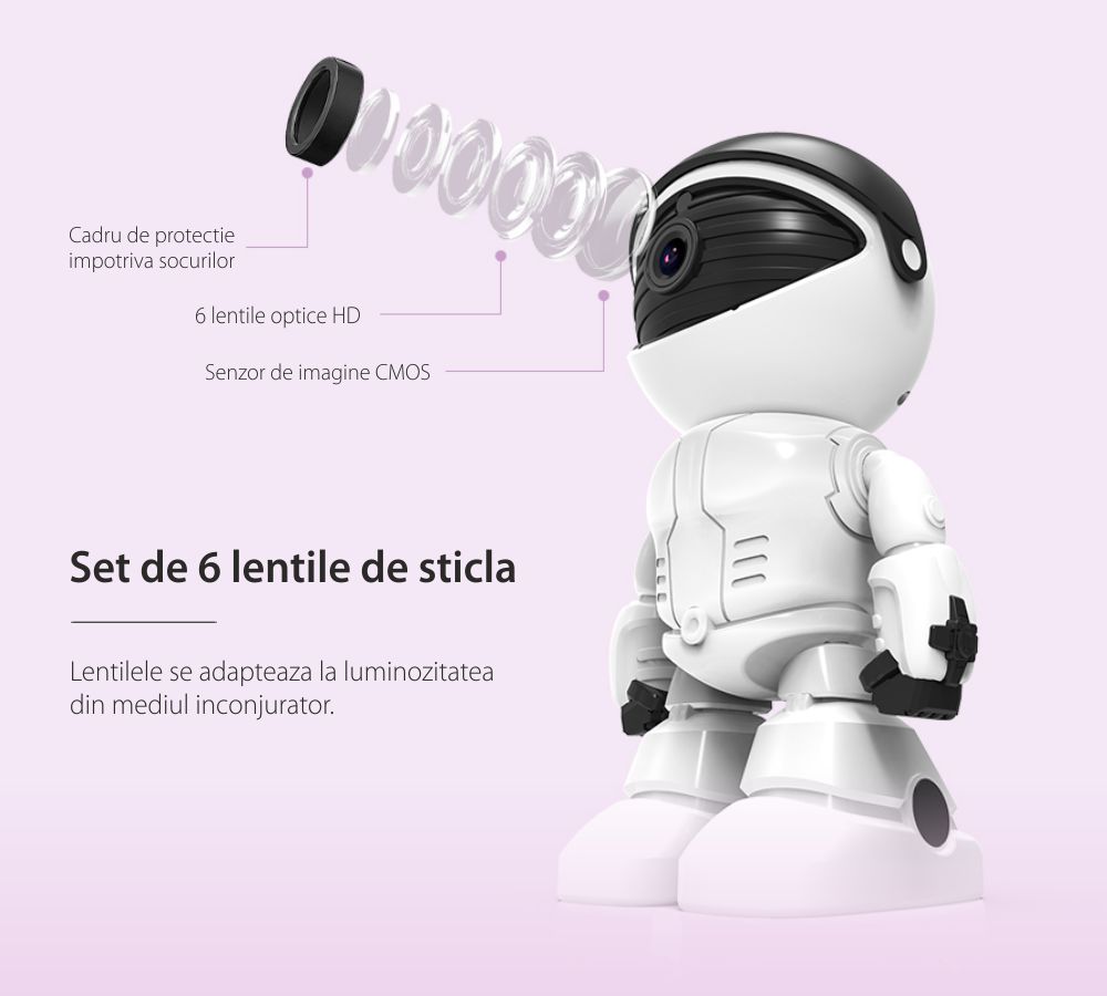 Video Baby Monitor Little White Man A160-W, Comunicare bidirectionala, Monitorizare din aplicatie, Smart Zoom, Microfon, Vedere nocturna