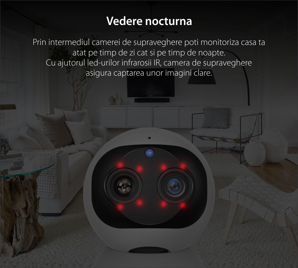 Video Baby Monitor Little Binocular Snowman AD118, Monitorizare 120°, Zoom 8X, Comunicare bidirectionala, Vedere nocturna