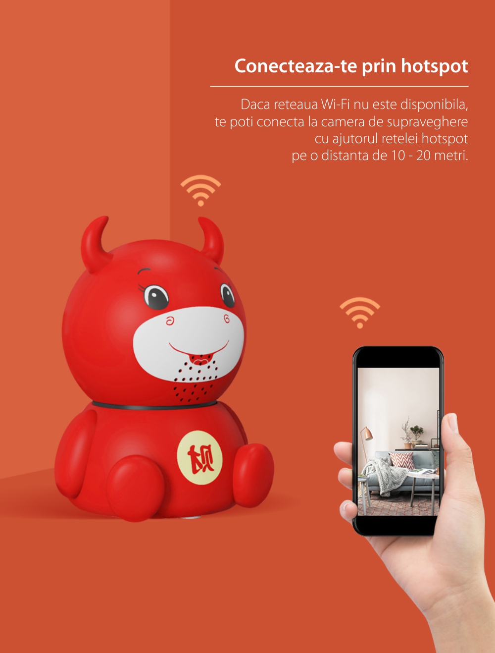 Video Baby Monitor Little Devil A199, Partajare, Stocare pe Cloud, Comunicare bidirectionala, Rotire 360°, Vedere nocturna, Slot microSD