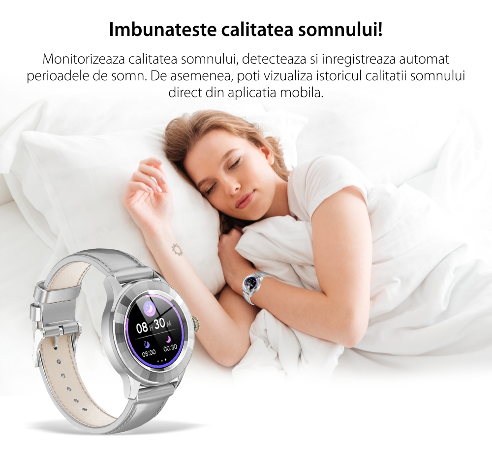 Ceas Smartwatch TKY-S09, Roz, Moduri sportive, Monitorizarea calitatii somnului, Ritm cardiac, Tensiune arteriala, Oxigen din sange