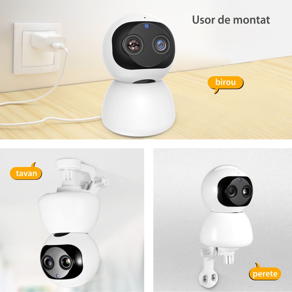 Video Baby Monitor Little Binocular Snowman AD118, Monitorizare 120°, Zoom 8X, Comunicare bidirectionala, Vedere nocturna