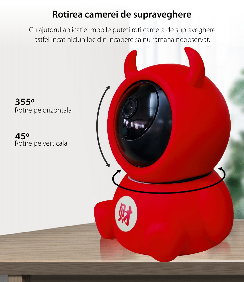 Video Baby Monitor Little Devil A199, Partajare, Stocare pe Cloud, Comunicare bidirectionala, Rotire 360°, Vedere nocturna, Slot microSD