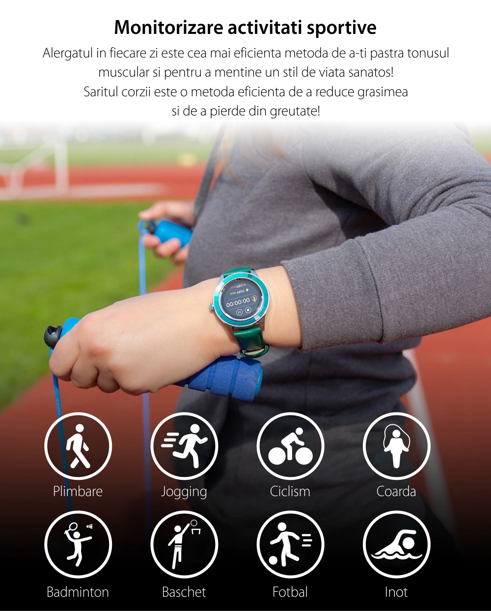 Ceas Smartwatch TKY-S09, Argintiu, Moduri sportive, Monitorizarea calitatii somnului, Ritm cardiac, Tensiune arteriala, Oxigen din sange