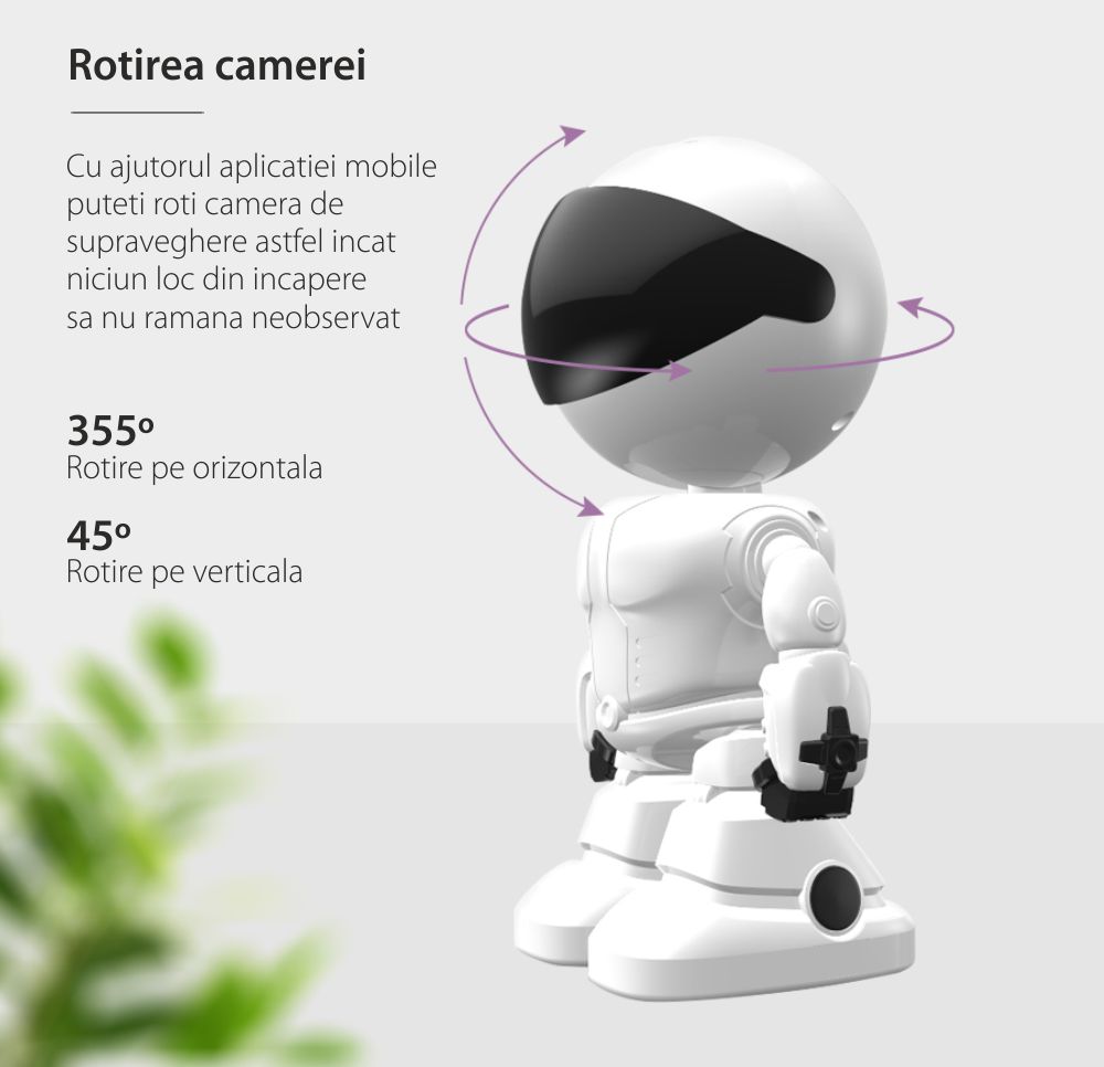 Video Baby Monitor Little White Man A160-W, Comunicare bidirectionala, Monitorizare din aplicatie, Smart Zoom, Microfon, Vedere nocturna