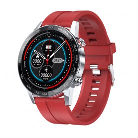 Ceas Smartwatch TKY-L16, Rosu, Functii monitorizare sanatate, Moduri sportive, Pedometru, Calorii, Cronometru, Notificari, Bratara silicon