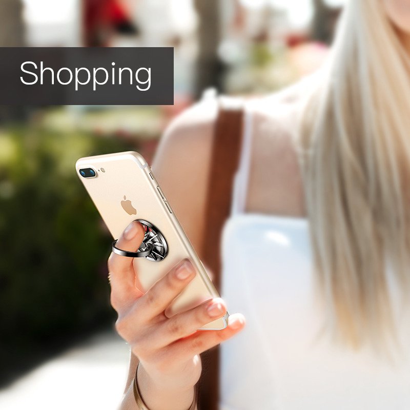 Suport inel magnetic Baseus pentru telefon / tableta, Negru, Lipire adeziva, Rezistent la apa