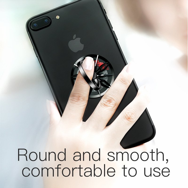 Suport inel magnetic Baseus pentru telefon / tableta, Negru, Lipire adeziva, Rezistent la apa