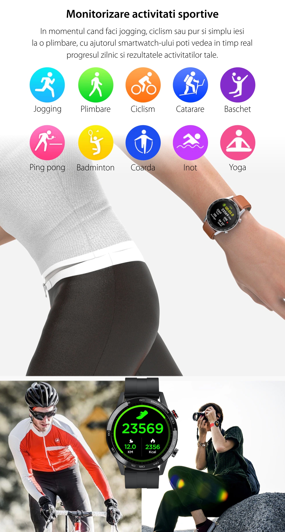 Ceas Smartwatch TKY-L16, Argintiu, Functii monitorizare sanatate, Moduri sportive, Pedometru, Calorii, Cronometru, Notificari