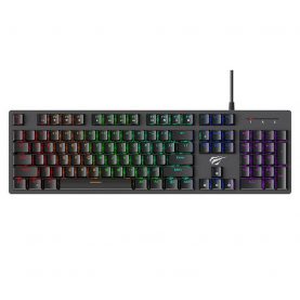 Tastatura Gaming Havit Gamenote KB858L, Iluminare RGB, Conexiune USB, Lungime cablu 1.65 m