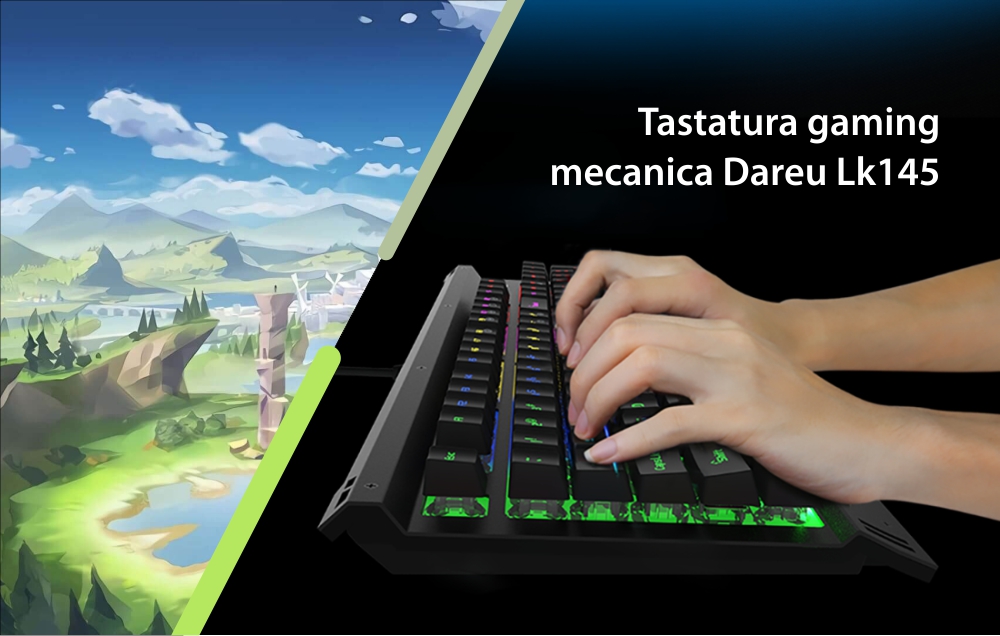 Tastatura Gaming Dareu LK145, Lungime cablu 1.8 m, Iluminare RGB, Conexiune USB