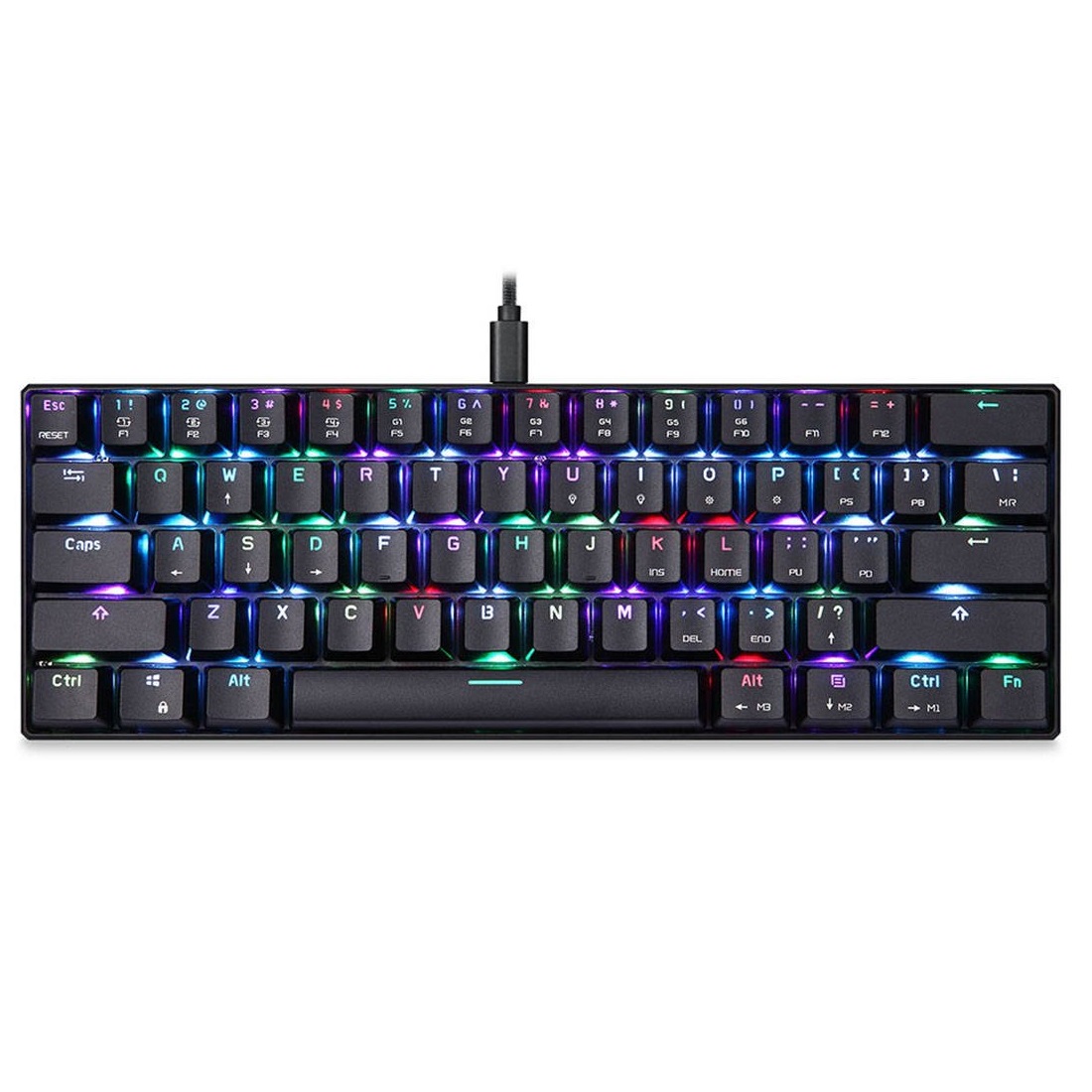 Tastatura Gaming Motospeed K61 RGB, Iluminare RGB, Lungime cablu 1.5 m, Conexiune USB