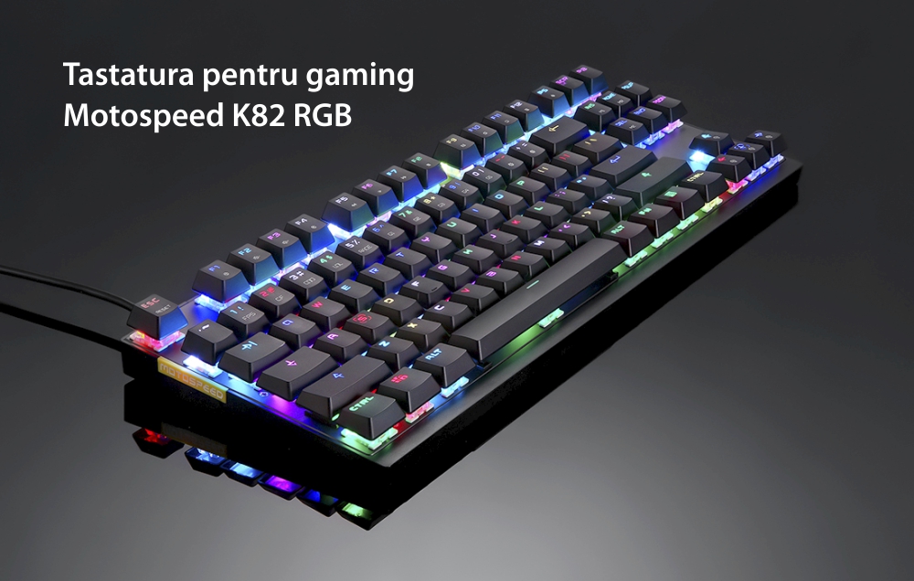 Tastatura Gaming Motospeed K82, Switch Red, Conexiune USB, Iluminare RGB, Timp de raspuns 0.1 ms