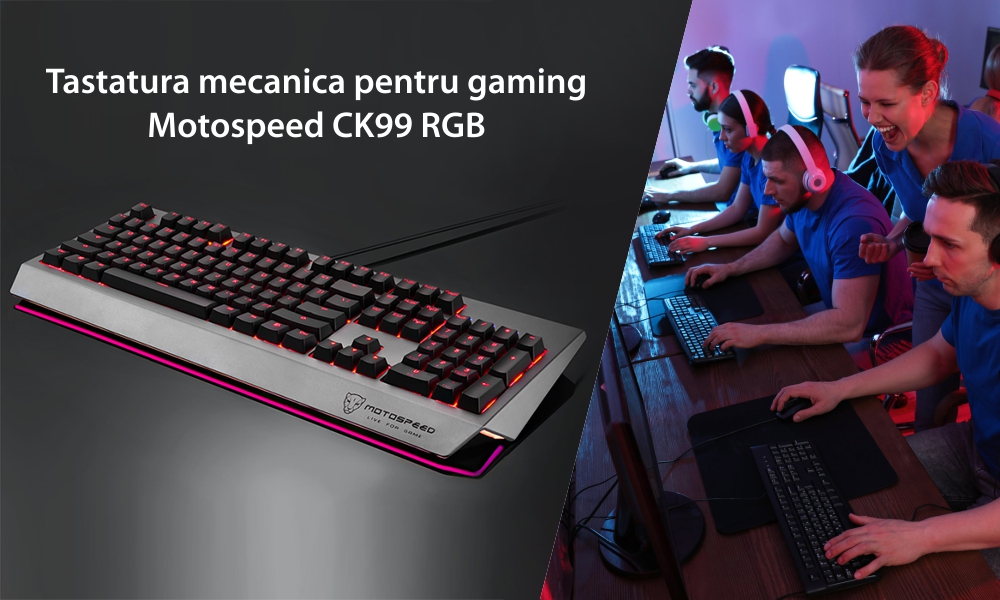 Tastatura Gaming Motospeed CK99, Iluminare RGB, Conexiune USB, Lungime cablu 1.6 m, Ergonomic