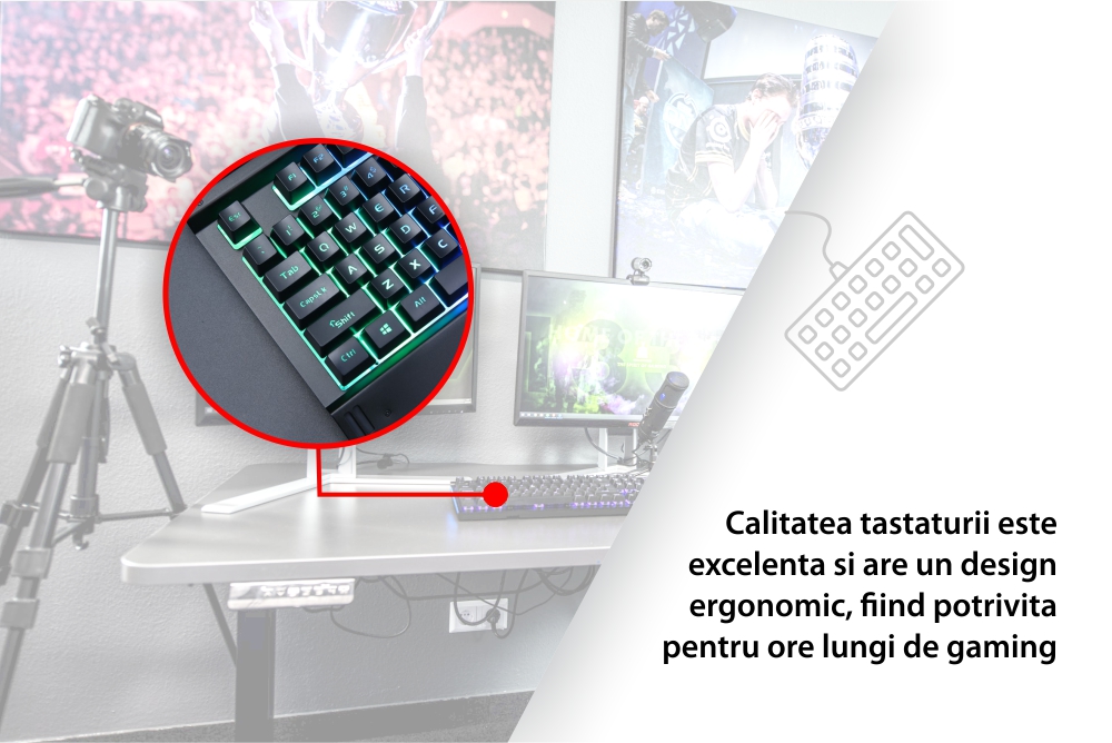 Tastatura Gaming Dareu LK145, Lungime cablu 1.8 m, Iluminare RGB, Conexiune USB