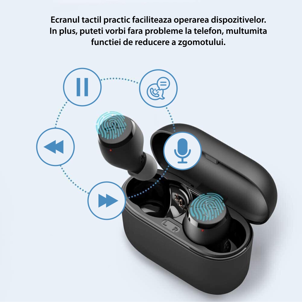 Casti in-Ear TWS Edifier X3, Negru, Sensibilitate 95 dB, Bluetooth 5.0, Charging box 400 mAh, Incarcare microUSB