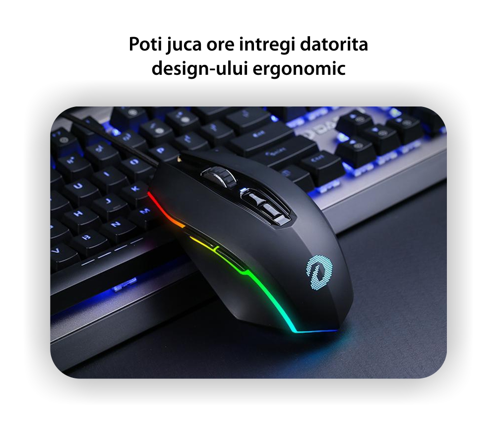 Mouse Gaming Dareu EM925 Pro, Sensibilitate 12000 DPI, Conexiune USB, Cablu 1.8 m