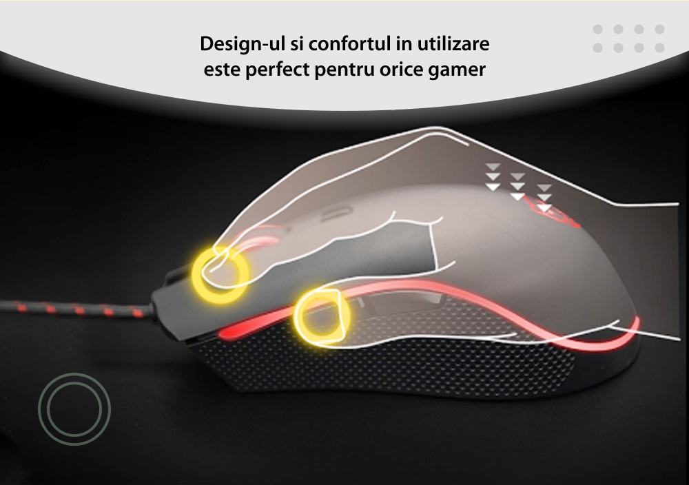 Mouse Gaming Motospeed V40, Sensibilitate 4000 DPI, Conexiune USB, Iluminare LED