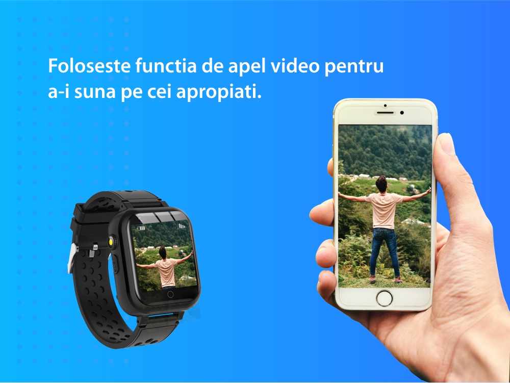 Ceas Smartwatch Pentru Copii YQT-T16-1, Cartela SIM, Functii de monitorizare, Camera, Apelare video, SOS, Perimetru siguranta, Comunicare bidirectionala, Contacte, Albastru