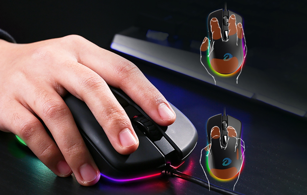 Mouse Gaming Dareu EM908, Conexiune USB, 6000 DPI, Iluminare RGB, 6 Butoane