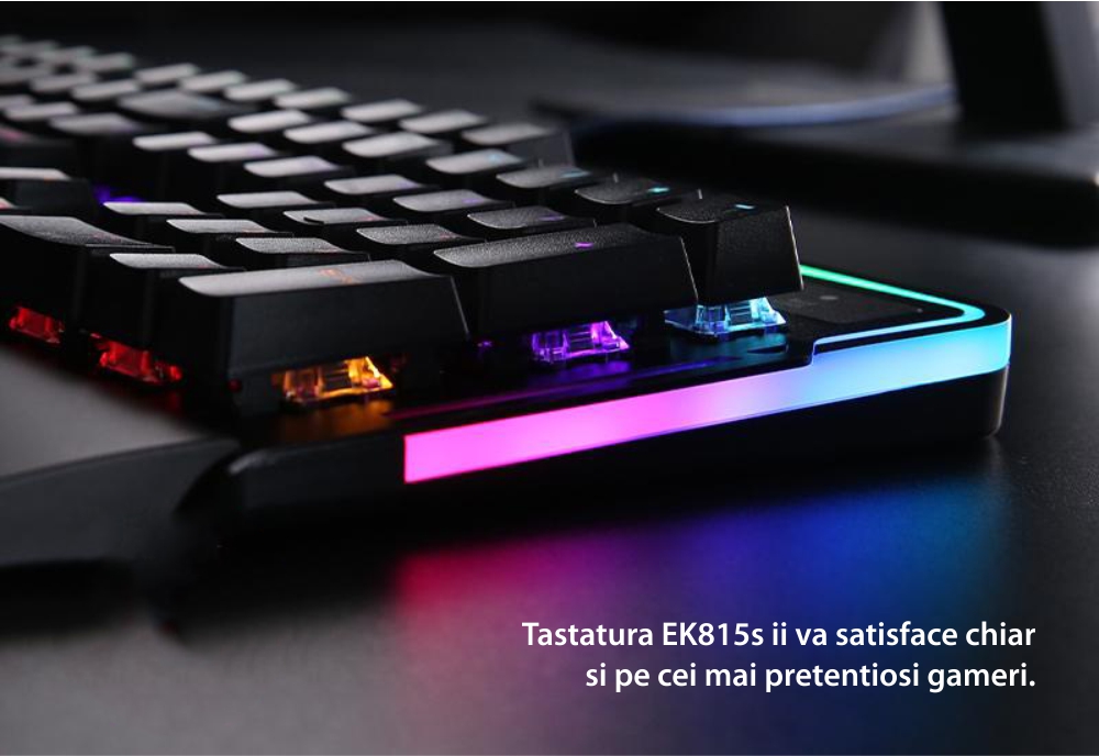 Tastatura Gaming Dareu EK815s, Conexiune USB, Iluminare RGB, Ergonomic, Suport detasabil