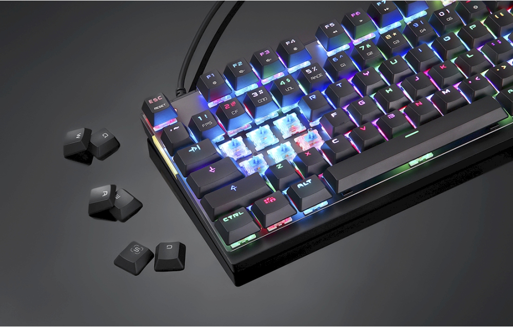 Tastatura Gaming Motospeed K82, Switch Blue, Conexiune USB, Iluminare RGB, Timp de raspuns 0.1 ms