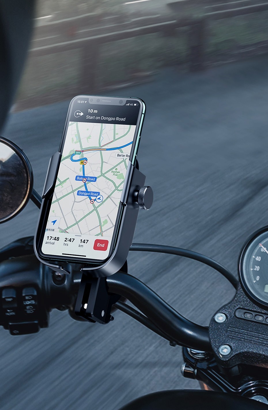 Suport telefon pentru bicicleta / motocicleta Baseus SUKJA-0S, Gri, Aluminiu