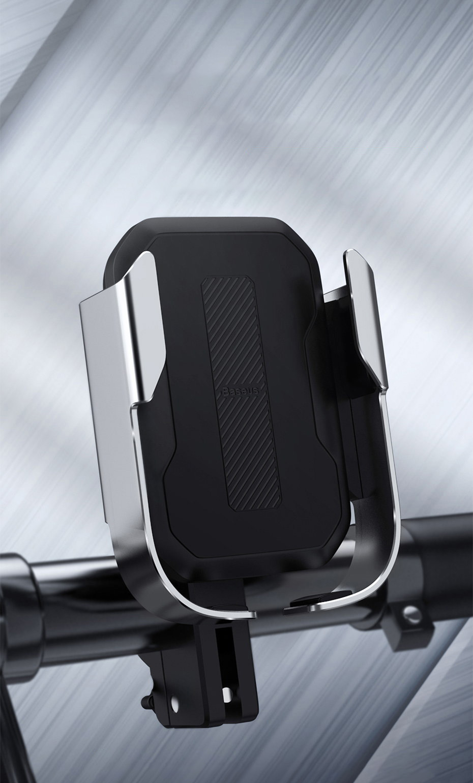 Suport telefon pentru bicicleta / motocicleta Baseus SUKJA-0S, Gri, Aluminiu